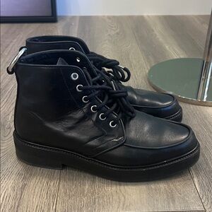 The Kooples Black Leather Lace-Up Boots